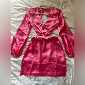 Revolve x Michael Costello Pink Crocodile Cut Out Mini Dress